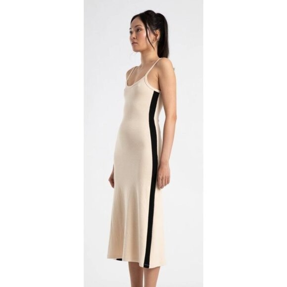 Summi Summi Midi A Line Dress in Cream Black Stripe - Picture 2 of 4
